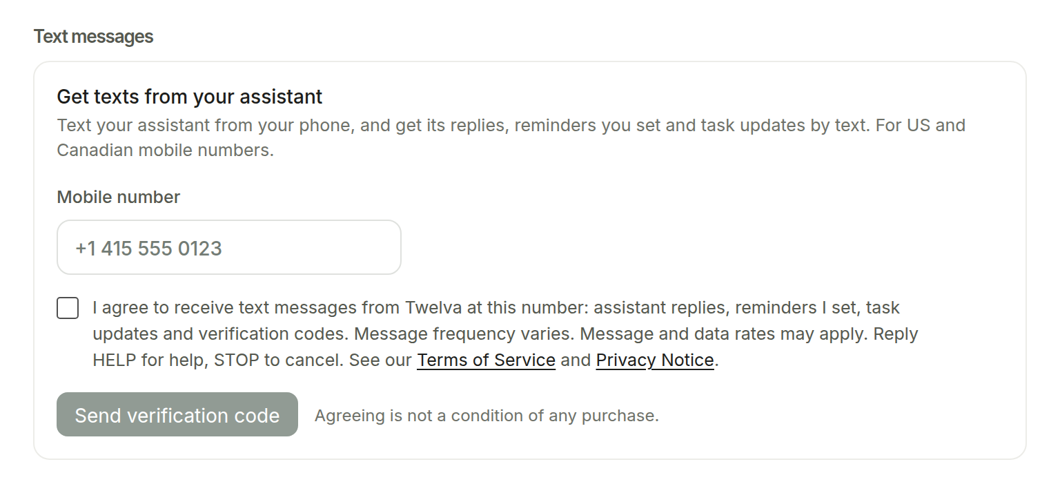 The form as it first appears: the box is not ticked and the button is off.