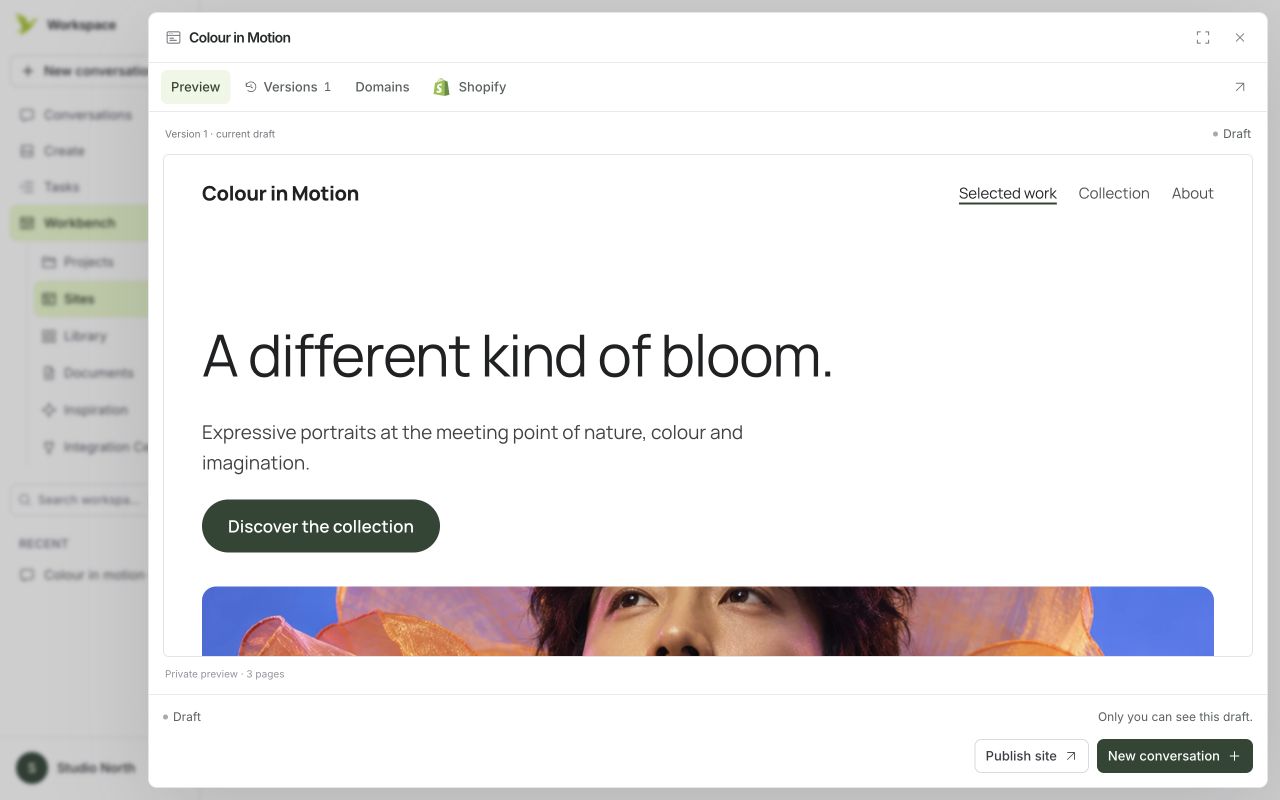 Websites · Preview the website.